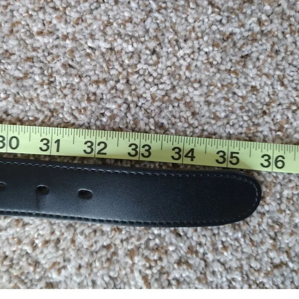 Oobe Mens Black Leather Belt Size S Small 29 30 Dress Casual Silver Buckle